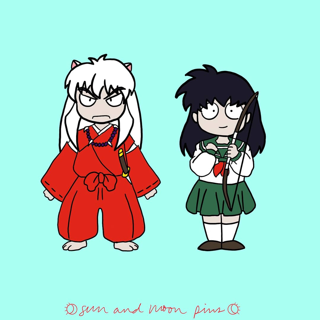 Inuyasha and Kagome Doll Pins
